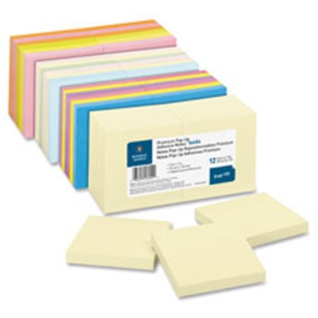 BUSINESS SOURCE Pop-up Adhesive Note Pads-3 in. x 3 in.-100 Sh-12-PK- AST Neon BSN16452